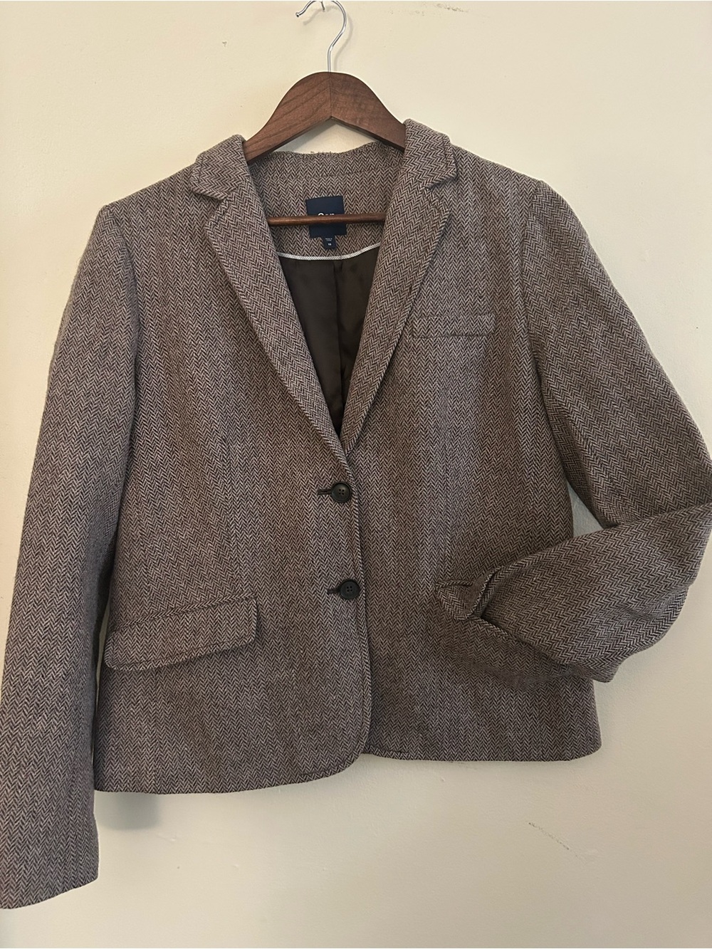 GAP Herringbone Wool Brown Tailored Blazer